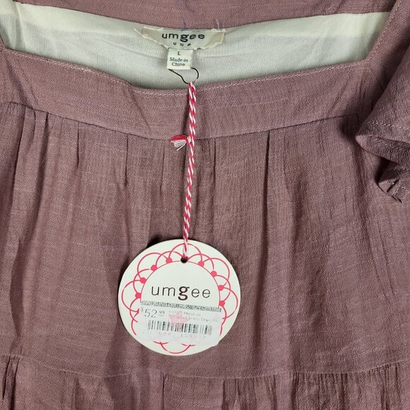 Umgee Dress Women's Large Pink Purple Hi Low Tiered Boho Gauzy Coastal NWT - Picture 5 of 9